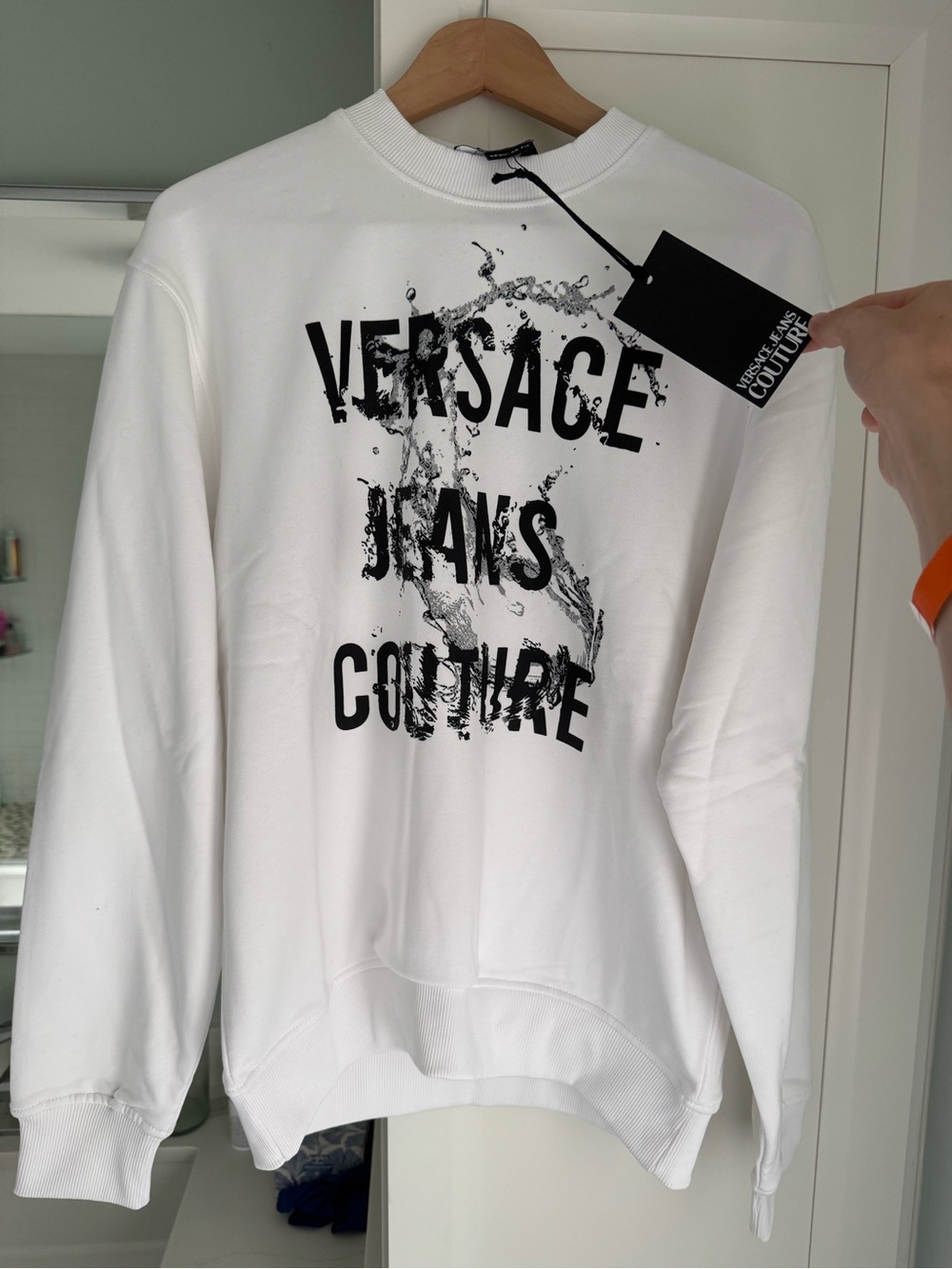 Versace Jeans Collection White and Black Logo Crewneck